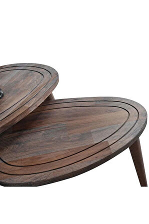 FAVdecor Sweet Masif Doğal Ahşap Zigon Sehpa 2'li Set, Modern Masif Yan Sehpa