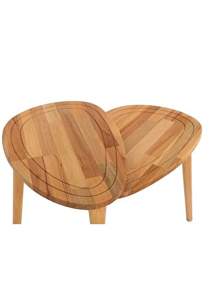 Fawdecor Sweet Masif Doğal Ahşap Orta Sehpa ve 2'li/3'lü Zigon Sehpa Set, Modern Masif Yan Sehpa, Orta Sehpa ve 2'li Zigon Sehpa Set