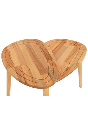Fawdecor Sweet Naturel Masif Doğal Tekli, 2'li, 3'lü Zigon Sehpa Set, Modern Masif Yan Sehpa 2'li