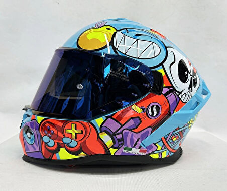 Sway SW 867 GAMER Gloss Renkli Camlı İç Güneş Vizörlü Kapalı Kask XL