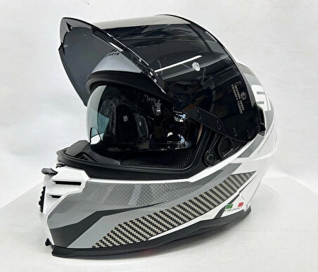 Sway SW 867 POWER White Black Grey Siyah Camlı İç Güneş Vizörlü Kapalı Kask S