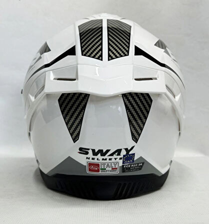 Sway SW 867 POWER White Black Grey Siyah Camlı İç Güneş Vizörlü Kapalı Kask S