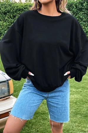 Unisex Drawing Butterflies Baskılı Bisiklet Yaka Sweatshirt