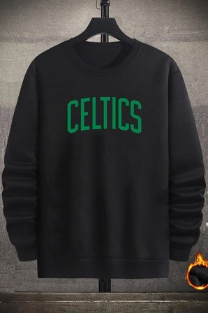 Unisex Celtics Baskılı Bisiklet Yaka Sweatshirt