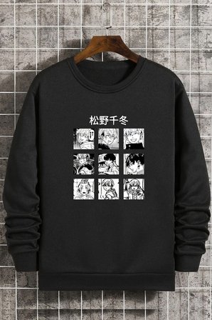 Unisex Ken Kaneki Baskılı Bisiklet Yaka Sweatshirt