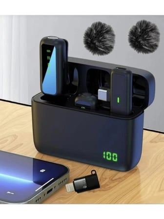 Sx6 Iphone ve Type-C Uyumlu Kablosuz Yaka Mikrofonu Göstergeli LED Şarj Kutulu Gürültü Azaltma