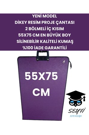 55X75 CM DİKEY RESİM PROJE ÇANTASI 2 BÖLMELİ İÇ KISIM EN BÜYÜK BOY SİLİNEBİLİR KALİTELİ KUMAŞ