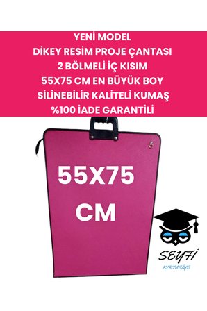 55X75 CM DİKEY RESİM PROJE ÇANTASI 2 BÖLMELİ İÇ KISIM EN BÜYÜK BOY SİLİNEBİLİR KALİTELİ KUMAŞ