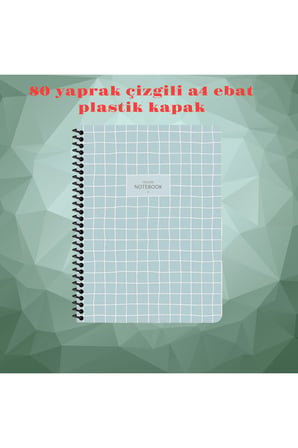 ÇİZGİLİ A4 80 YAPRAK PLASTİK KAPAK TELLİ DEFTER COLLEGE KESKİN COLOR