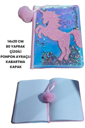 14x20 cm hatıra günlük not defteri çizgili 80 yaprak kabartmali kapak ponpon ayraç