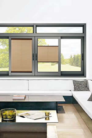 Toz Tutmaz Sütlü Kahve Plise Perde Antibakteriyel - Cam Balkon & PVC Pencere Plise Perde Modelleri