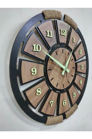 Fosforlu Mdf Kemençe Ahşap Analog Duvar Saati