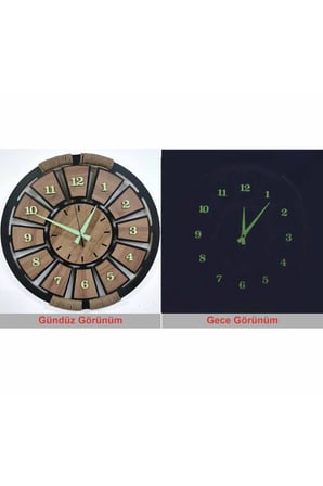 Fosforlu Mdf Kemençe Ahşap Analog Duvar Saati