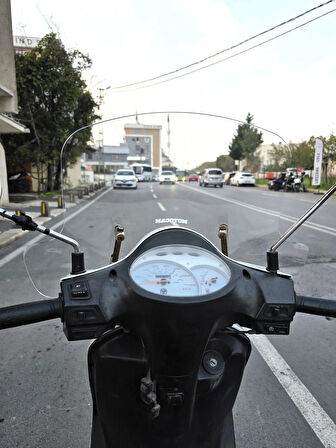 MOTOCAM SYM Fiddle 2 3 4 Ön Cam 2009-2023 Model 53cm Şeffaf Renkli Elcikli APARAT GÖNDERİLMEYECEK