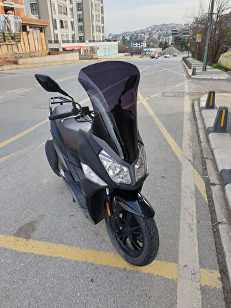 MOTOCAM SYM JET 14 200 Siperlik Ön Cam 2017-2025 Model 65cm Siyah Renkli 4mm UZUN CAM