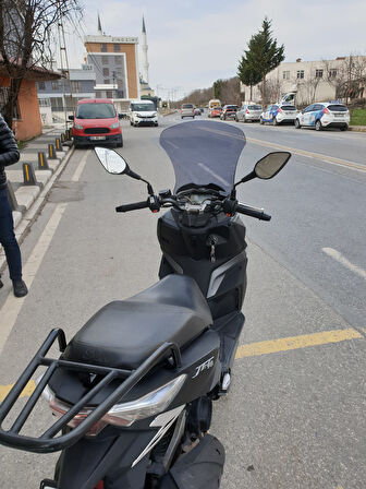 MOTOCAM SYM JET 14 200 Siperlik Ön Cam 2017-2025 Model 72cm Açıkfüme Renkli 4mm UZUN CAM