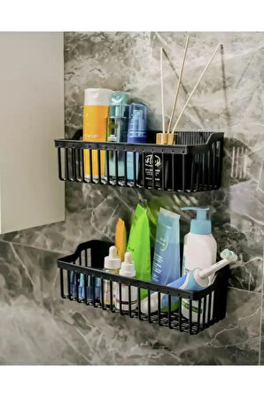 Siyah Yapışkanlı Duş Banyo Mutfak Sabunluğu 2'li