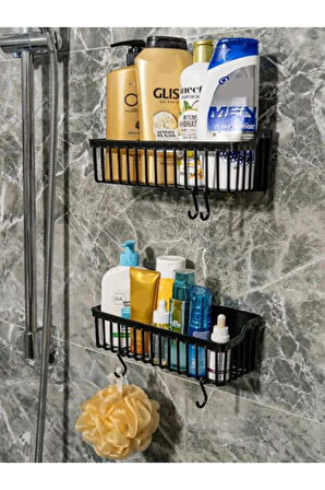 Siyah Yapışkanlı Duş Banyo Mutfak Sabunluğu 2'li