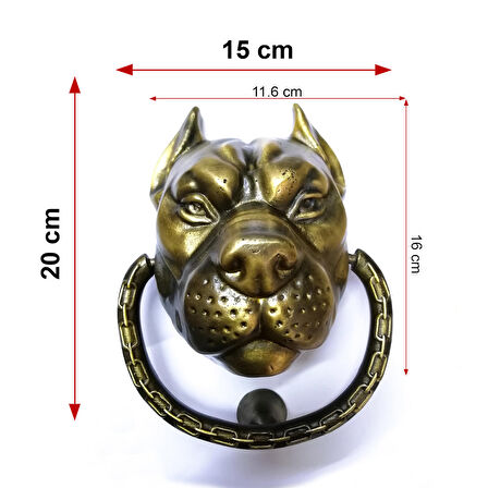 Büyük Pitbull Kapı Tokmağı Pirinç Döküm
