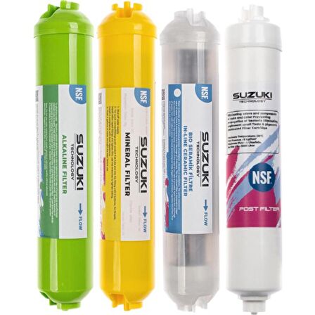 SUZUKI Technology 10 Inç Açık Kasa Su Arıtma Cihazı Tam Set (8 Filtre) Mineral, Detoks ve Alkali Filtre Ilaveli