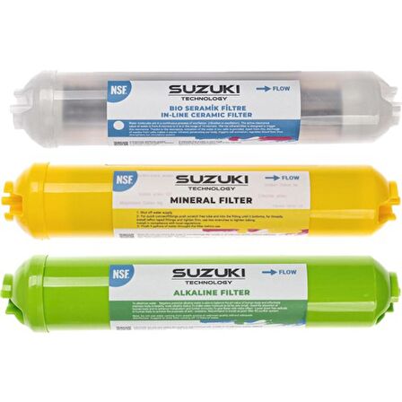 SUZUKI Technology 10 Inç Açık Kasa Su Arıtma Cihazı Tam Set (8 Filtre) Mineral, Detoks ve Alkali Filtre Ilaveli