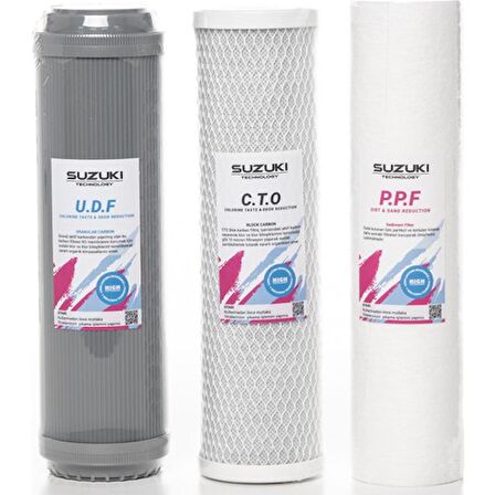 SUZUKI Technology 10 Inç Açık Kasa Su Arıtma Cihazı Tam Set (8 Filtre) Mineral, Detoks ve Alkali Filtre Ilaveli