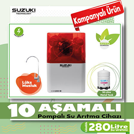 SUZUKI TECHNOLOGY 10 Aşamalı POMPALI Su Arıtma Cihazı,Çevre Dostu