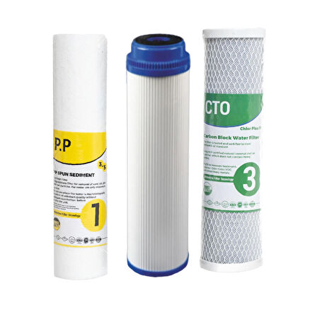Reverse Osmosis Açık Kasa Su Arıtma Cihazı Filtresi 3 Lü Set