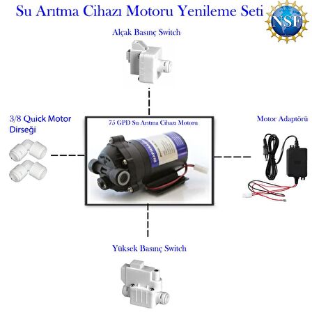 Su Arıtma Cihazı Pompa 75 Gpd Motor Yenileme Kiti
