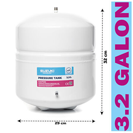 Tüm Su Arıtma Cihazlarına Uyumlu 12 Litre 3.2 Galon Metal Tank 