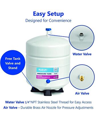 Tüm Su Arıtma Cihazlarına Uyumlu 12 Litre 3.2 Galon Metal Tank 
