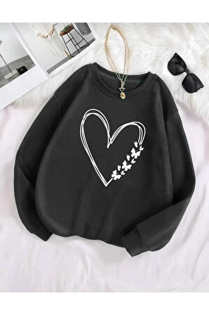Malkoçbey oyaka baskılı kalp baskılı  sweatşhirt