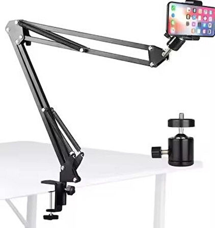 Telefon Tripodu 360 Derece Ayarlanabilir Masaüstü Süspansiyonlu Üst Çekim Youtuber Yayıncı StandI