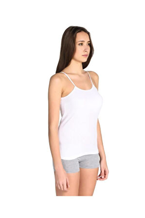 Beyaz Ribana Ip Askı Kadın Atlet