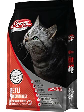 Energy Sığır Etli Yetişkin Kedi MAMASI-500 Gr X 16 ADET