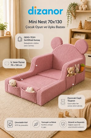 Dizanor Mini Nest 6’sı 1 Arada Modüler Bebek Oyun Parkı, Park Yatak, Beşik, Baza, Oyun Alanı ve Top