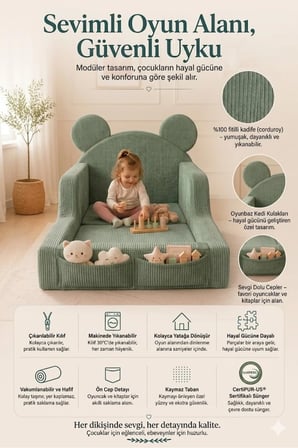 Dizanor Mini Nest 6’sı 1 Arada Modüler Bebek Oyun Parkı, Park Yatak, Beşik, Baza, Oyun Alanı ve Top