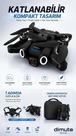 INT-T16 UAV Drone HD Kamera Fırçasız Motorlu Uzaktan Kumandalı Katlanabilir Drone