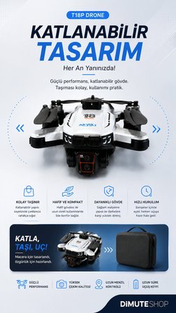 T18P 4K HD Drone FPV Kamera Fırçasız Motor 700m Menzil Engel Tanıma Katlanabilir