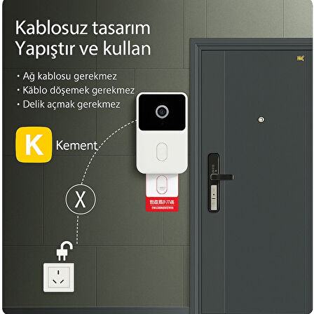 Kablosuz Akılı Görüntü Kameralı Kapı Zili CMR36