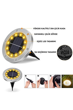 Solar Işık 4'lü Paket - Güneş Enerjili Bahçe Aydınlatması Yol Işığı Bahçe Aydınlatma Led Işık