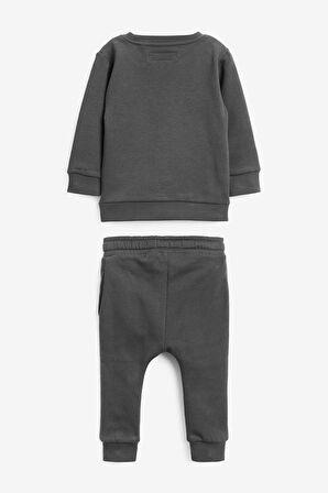% 100 Pamuklu Gri Sweatshirt Jogger Alt Üst Takım