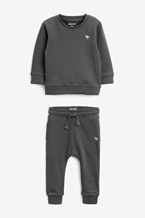 % 100 Pamuklu Gri Sweatshirt Jogger Alt Üst Takım