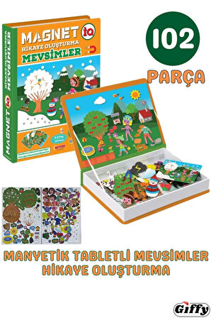 Oyuncak Manyetik Tabletli Hikaye Oluşturma - Mevsimler 102 Parça Set Eğitici Magnet
