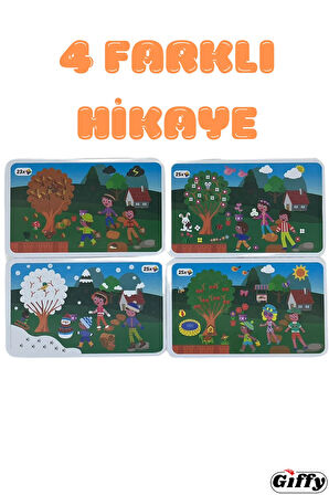 Oyuncak Manyetik Tabletli Hikaye Oluşturma - Mevsimler 102 Parça Set Eğitici Magnet