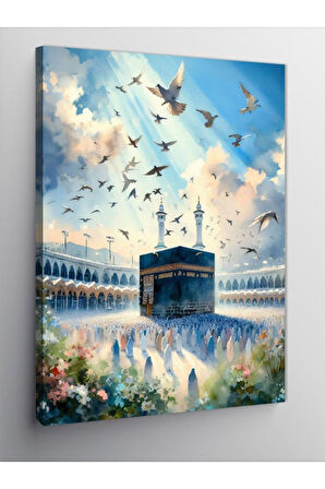 Kanvas Tablo Güvercinler Ve Kabe, 50cm x 70cm