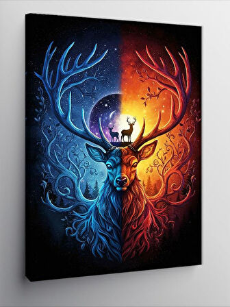 Kanvas Tablo İki Renkli Geyik Portresi, 50 x 70
