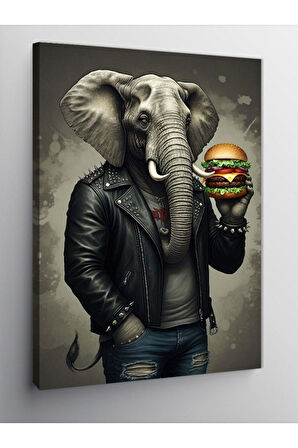 Kanvas Tablo Burger Yiyen Fil 70 X 100 Cnvsdkey-126115-70-100