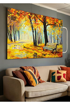 Kanvas Tablo Sonbahar Yapraktarı Yağlı Boya Görünümlü Dekoratif Kanvas Tablo 30 X 40