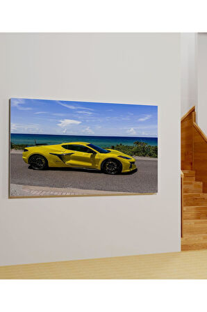 Kanvas Tablo Sarı Spor Araba Galeri Tasarım Kanvas Tablo 40 X 60